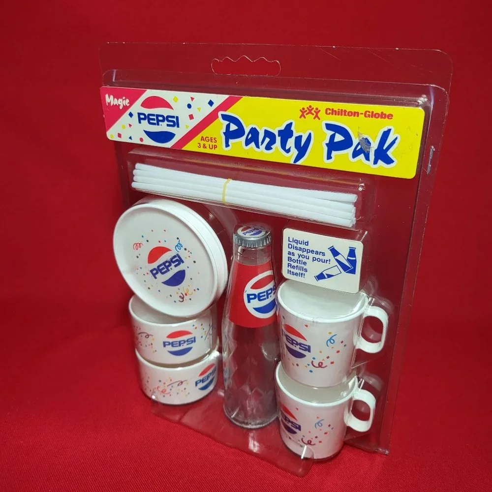 Vintage Chilton Toys Magic PEPSI Party Pack Bottle Cups Bowls Straws Plates NIP